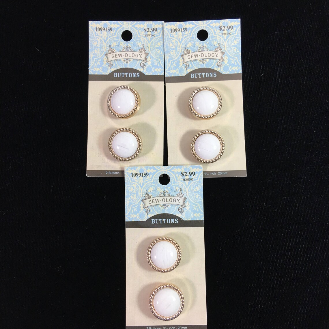 Lot of 3 Cards of Shank SewOlogy Buttons / set of 6 / white Etsy