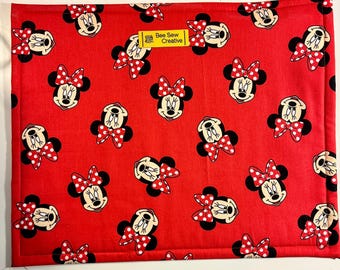 Minnie in Red Project Bags for Crafting, Cross Stitch, Coloring, Quilting & More / clear vinyl front / zipper with charm