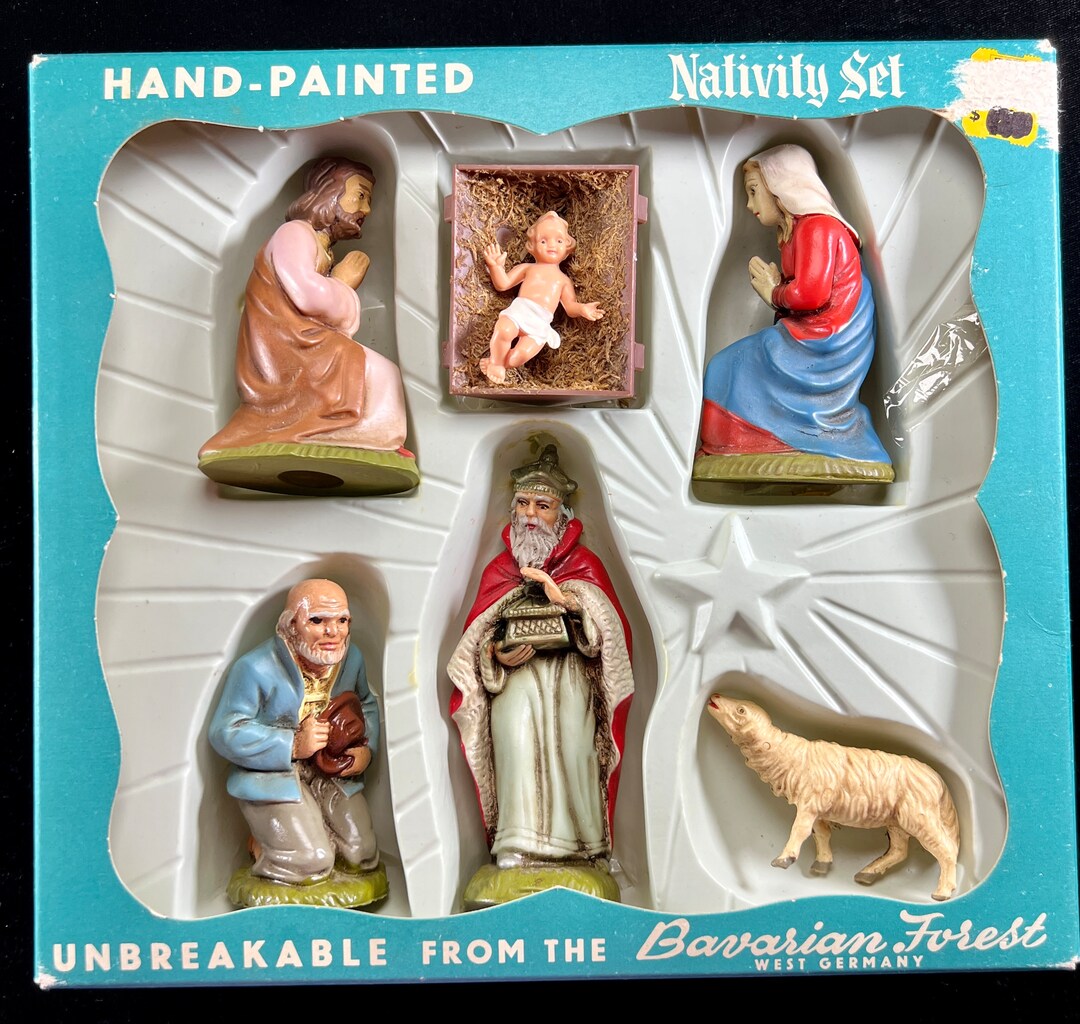 Vintage Hand Painted Nativity Set / 7 Pieces / Unbreakable / Etsy