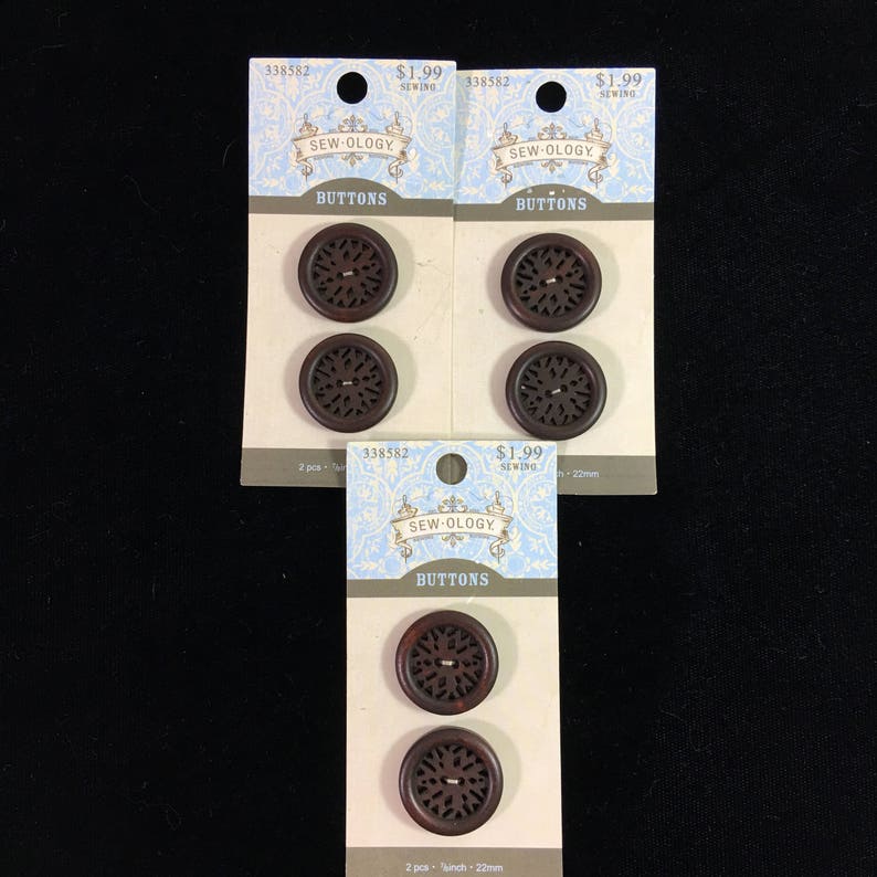 Lot of 3 Cards of Sew-Ology Buttons / set of 6 / brown 2 hole | Etsy