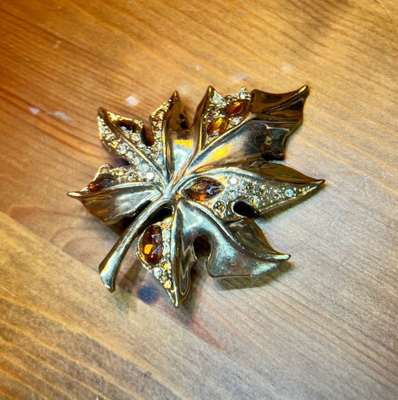 Vintage Fall Leaf Brooch/Pendant / Thanksgiving /… - image 1