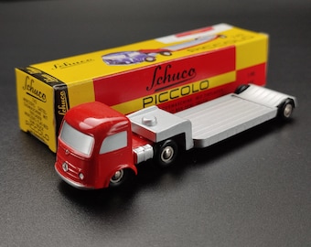 Schuco Mercedes-Benz Flat Bad Semi Truck Low-loader Piccolo 742 (1:90) Red Original Box