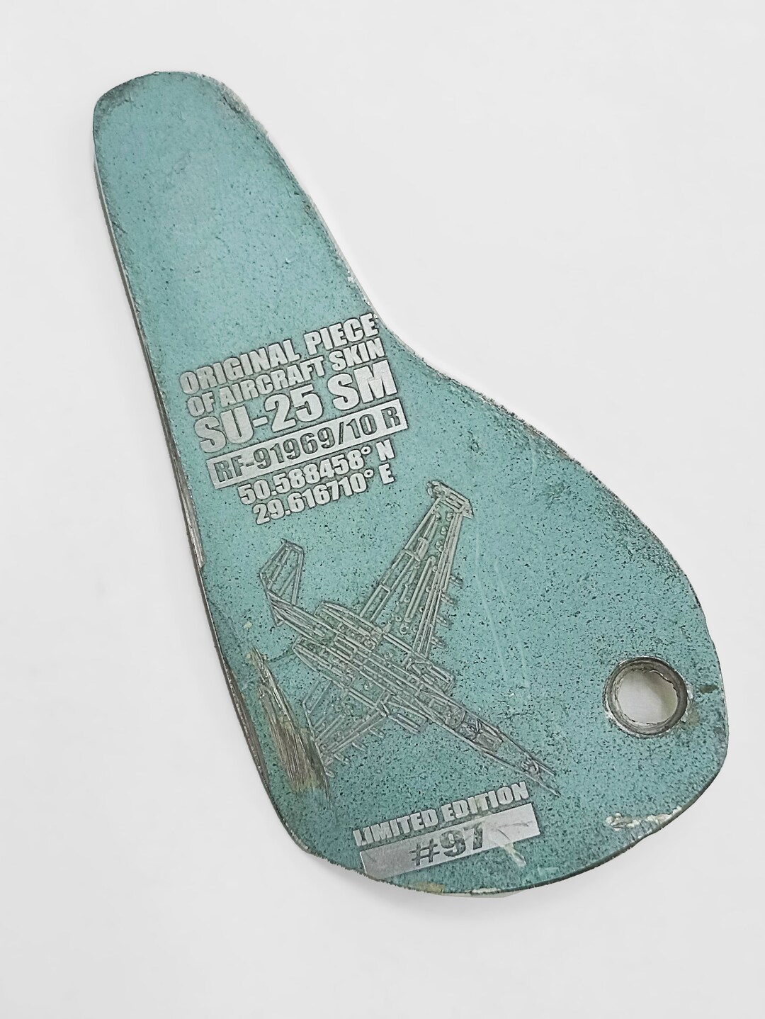 SUKHOI SU-34 Fighter Jet Keychain - Genuine Titanium From Shot Down Russian Aircraft