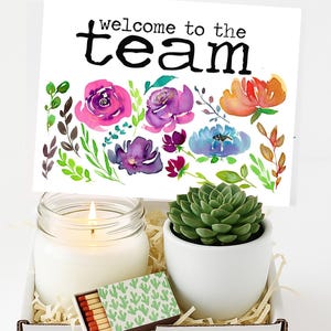 Welcome to the Team Custom Gift Basket - Succulent and Candle - New employee welcome package - New team member gift box - Corporate New Hire