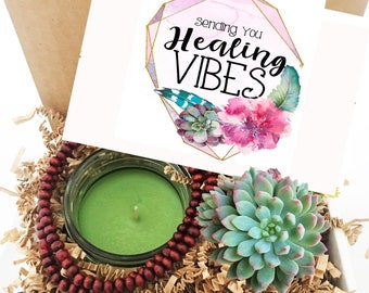 FREE SHIPPING - Healing Vibes Succulent Gift Box Set / Send a Gift  /Get Well Gift / Care Package /Surgery Gift / Hospital Gift / Cancer