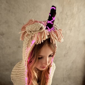 Unicorn Light Up Party Hat - Rave or Birthday hat with lights - light up unicorn costume - Music Festivals / Burning Man Accessories /