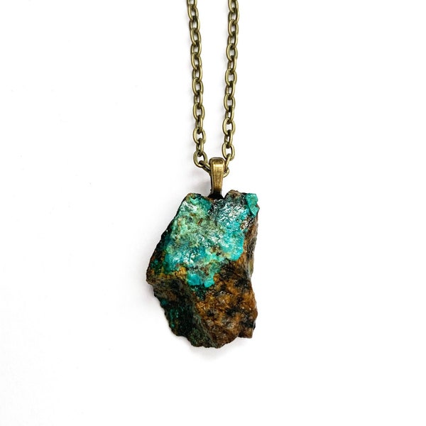 Raw Joshua Tree Desert Chryscolla Turquoise gemstone and Bronze Pendant Necklace / Healing stones / natural jewelry