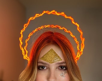 Light UP Glowing Halo Crown - Multiple Colors - Goddess Halo Crown - Blue Crown  - Burning Man Accessory- Blinking Light   Purple Glow Crown