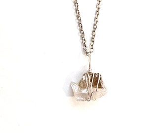 Smokey Quartz and Clear Quartz Duo Necklace - Natural Healing Stones Yin Yang Balance Necklace - Healing - Raw Crystal Necklace