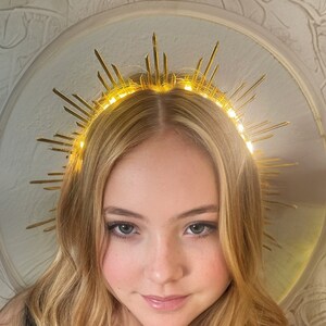 Light-Up Sunburst Goddess Crown Festival Head Piece Burning Man Accessory Festival Crown Sun Crown Halo Headband headpiece image 1