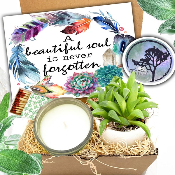 A Beautiful Soul is Never Forgotten Succulent and Candle Gift Box - Grief Gift - Sorry for your Loss Care Package - Bereavement care package