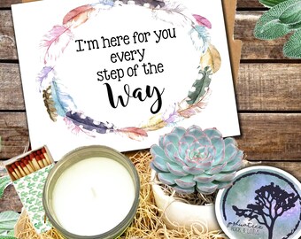 Im Here for you every step of the way- Succulent or Cactus & Candle - Sympathy Gift Box - Friendship - Funeral Gift  Sorry for your Loss