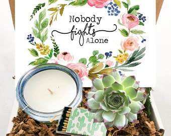 Nobody fights alone succulent gift box / sympathy gift / thinking of you / stay strong / cancer gift / get well gift