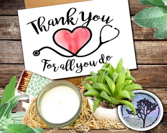 Nurse or Doctor Appreciation Week - Succulent and Handmade scented Candle gift box - thank a nurse - caretaker - thank you