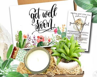 Get well Soon - Mini Succulent Gift Box - cheer up - sunshine gift box - surgery gift - hospital gift - surgery gift