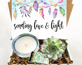 Sending Love and Light - Succulent gift box - /Thinking of you gift / get well / best wishes / sympathy gift / friendship gift / sending hug