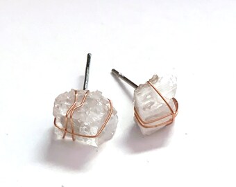Rough Selenite Crystal Earrings Satin Spar Earrings Healing Crystals Selenite Jewelry Satin Spar Charging Crystals, Selenite Studs