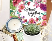 Our Deepest Sympathies Live Succulent Box - Sorry for your loss care package - candle live succulent - sympathy - Sorry gift - funeral