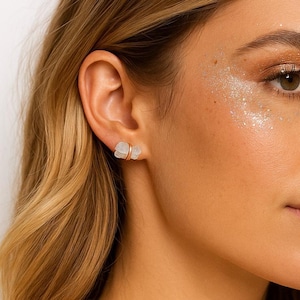 Raw Selenite Crystal Stud Earrings – Copper, Silver or Gold Wire Wrap, Stainless Steel Posts – Boho Desert Jewelry from Joshua Tree - Custom