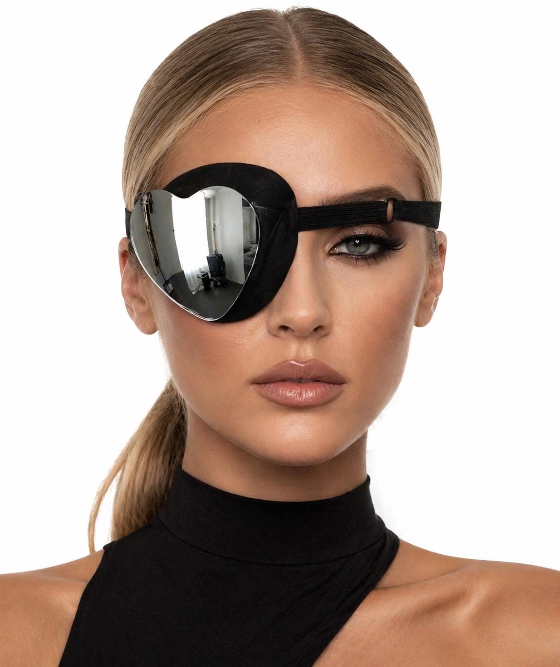 Heart Mirror Eyepatch Adjustable Pivoting Mirror Statement Piece Festival Fashion - handmade festival costume eyepatch party attire