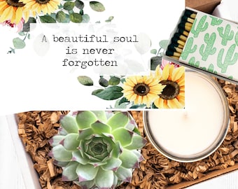 A beautiful soul is never forgotten  - Succulent gift with candle  / sorry for your loss / grief gift / loss of pet / condolence / sympathy