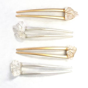 Handmade Quartz Crystal Hair Stick – Amethyst Bun Pin for Weddings & Festivals - Genuine Gemstone Hair Pins