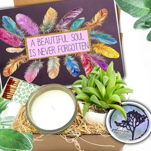 Bereavement Gift Idea: A Beautiful Soul is Never Forgotten - Grief Care Package with Succulent and Candle - Loss and grief gifts -Condolence