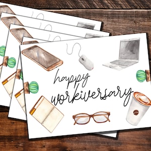 Happy Workiversary - Cards Only - Postcard style Cards - Work anniversary Cards - Corporate thank you cards - employee cards anniversary
