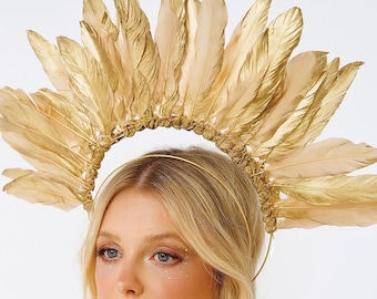 Mardi Gras Crown, Gold Cat Face Tiara, Cat Mask Headpiece  display picture 1