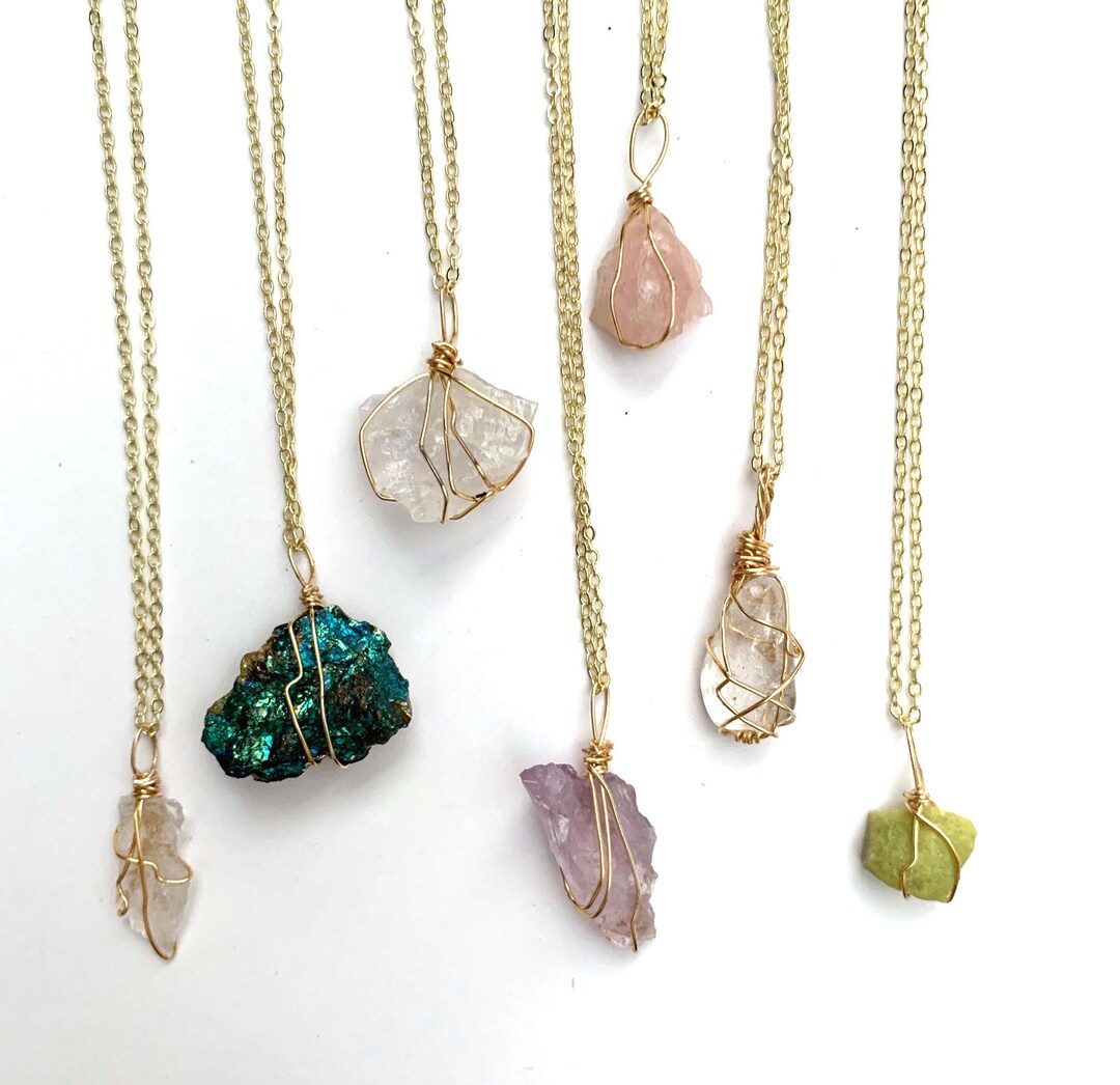 Real Crystal and Gemstone Dainty Necklaces / Quartz / Rose - Etsy