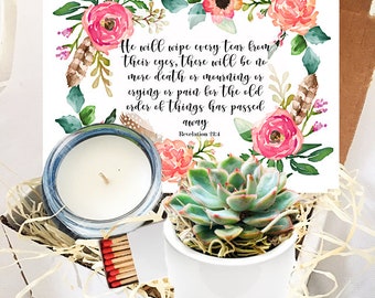 Revelation 21:4 - He will Wipe away every tear - Succulent gift box -  FREE SHIPPING  -sympathy gift box - grief gift - cheer up gift -