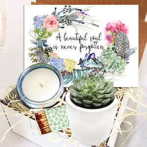 A Beautiful Soul is Never Forgotten Succulent and Candle Gift Box Grief Gift Sorry for your Loss Box Package Funeral Sympathy Care image 1
