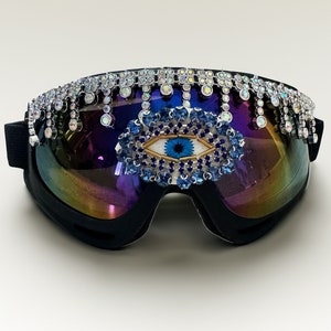 Dust Goggles, Playa Glasses Burning Man Goggles | Pink Rainbow Goggles | bling Punk Goggles |  Dust Goggles / Festival goggles / Steampunk