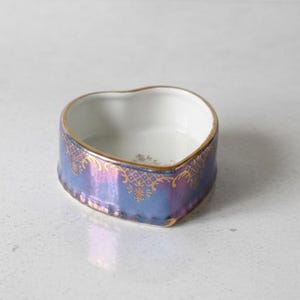 Vintage KPM Krister Germany Heart Shaped Porcelain Ring Dish - Cobalt Blue & Gold Gilt 1950s jewelry dish antique