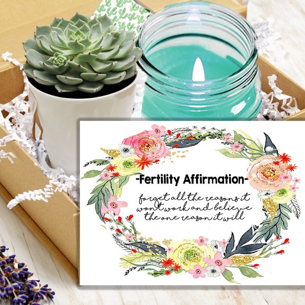 Fertility Affirmation Succulent Gift Box - Gift Box for friend - Pregnancy wishes - Good luck  Fertility encouragement gift box IVF Support