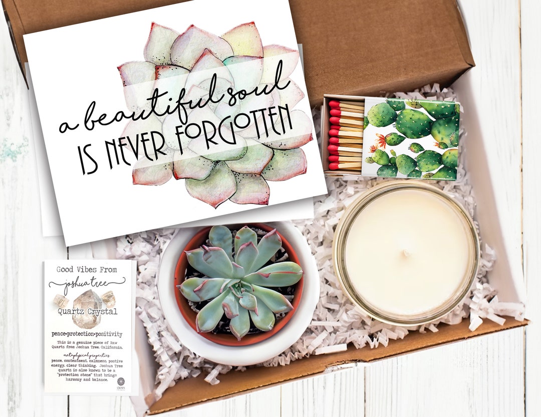 Condolence Gift Box With Real Crystal Jewelry, Natural Candle, and ...