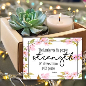 Verset biblique de la force - Coffret cadeau bougie succulente, PSAUME 29:11, cadeau chrétien, cadeau de la foi, paquet de soins pour les Écritures - cadeau pour un ami - acclamation