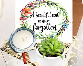 A Beautiful Soul is Never Forgotten - Succulent and Candle Gift Box - Grief Gift - Sorry for your Loss Care Package - Funeral