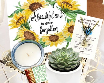 A Beautiful Soul Is Never Forgotten - Succulent or Cactus & Candle - Sympathy Gift Box - Friendship Gift - Funeral Gift  Sorry for your Loss