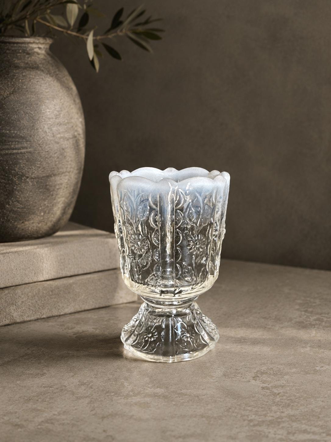 Antique Vaseline Glass Vase - Etsy