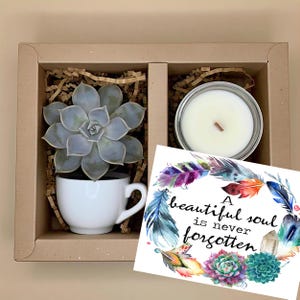 Sympathy Gift Box with Live Succulent, Candle & Card – Memorial Gift for Loss of Loved One, Bereavement Care Package, Grief Gift for Her