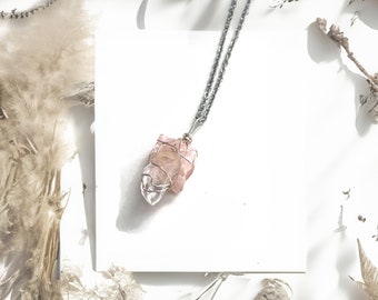 Genuine Rose and Quartz Crystal Balance Necklace - Love and Protection Necklace - Joshua Tree Quartz