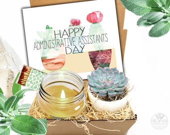 Happy Administrative Assistants day- Succulent Gift Box - Company Gift - Secretary Gift - Administrative Assistant - Coworker FREE SHIPPING