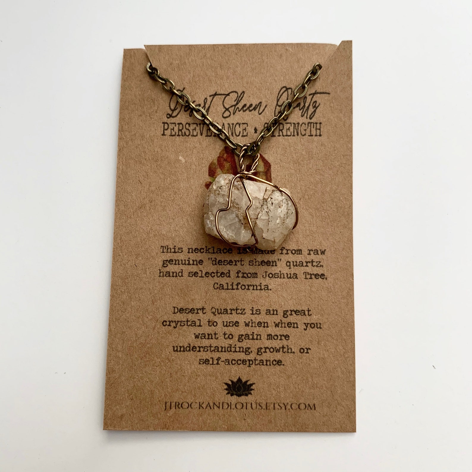 Genuine Joshua Tree peppered quartz crystal necklace Etsy