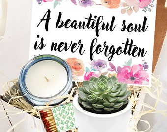 A Beautiful Soul Is Never Forgotten -Sympathy Gift Box - Grief Affirmation - Set for Lost Loved One - Pet Loss Gift Box -  Loss of Loved One