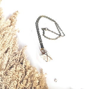 Real Quartz Necklace on 18kt Gold Plated Chain/ Joshua Tree Raw