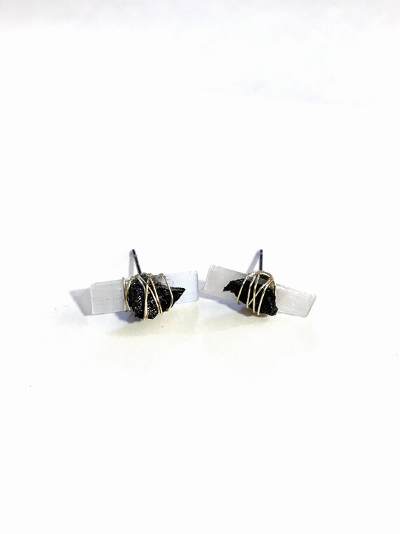 Selenite stud earrings new arrivals