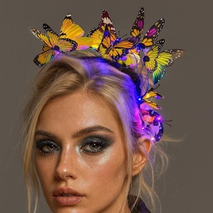 Northern Lights - Light up Butterfly Fascinator Vorkoi LED Butterfly Fascinator Headband For Women Monarch  main image 4