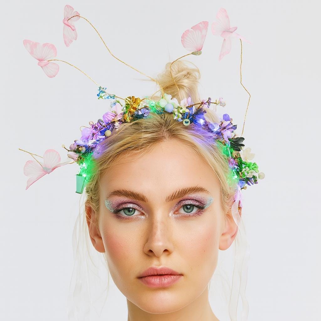 Light Up Butterfly Crown Flower Fairy Headband Gold Hair Accessories for Women G Amazon.com : Yean Light up Butterfly Crown Flower Fairy  main image 4