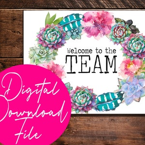 Tarjeta para imprimir en casa - DESCARGA DIGITAL DIY - Tarjeta para nuevos empleados, Tarjeta de bienvenida al equipo, Tarjeta de bienvenida para empleados, Tarjeta corporativa nueva, Tarjeta de compañero de trabajo